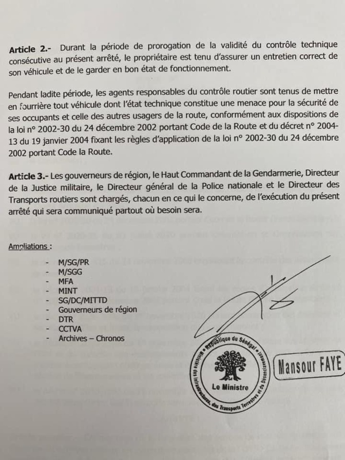 (Document) / Les durées de validité du contrôle technique des véhicules prorogées jusqu'au 31 décembre, mais...