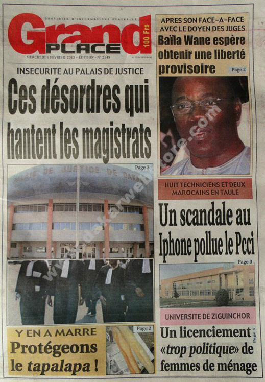 A la Une du Journal Grand Place du mercredi 06 janvier 2013