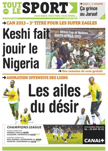 A la Une du Journal Tout Le Sport du lundi 11 février 2013