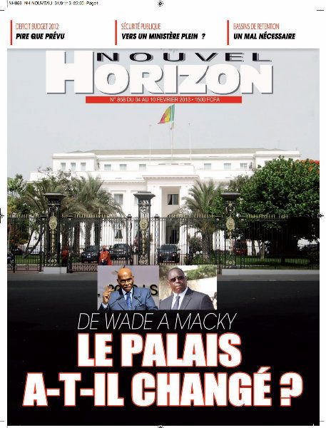 A la Une de l'Hebdomadaire Nouvel Horizon de cette semaine 