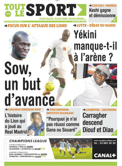 A la Une du Journal Tout Le Sport du mardi 12 février 2013