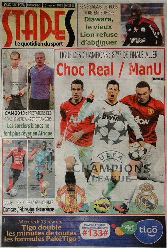 A la Une du Journal Stades du mercredi 13 février 2013