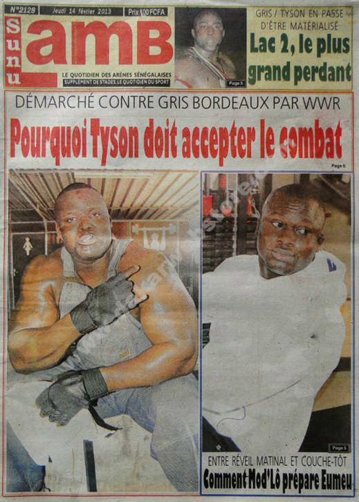 A la Une du Journal SunuLamb du jeudi 14 février 2013