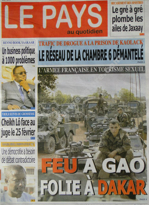A la Une du Journal Le Pays du mardi 19 février 2013