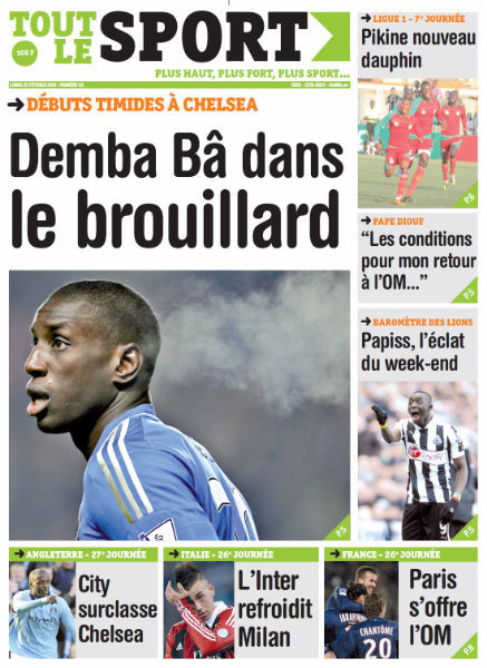 A la Une du Journal Tout Le Sport du lundi 25 janvier 2013