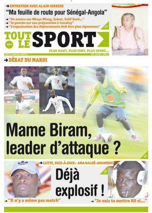 A la Une du Journal Toute Le Sport du mardi 26 février 2013