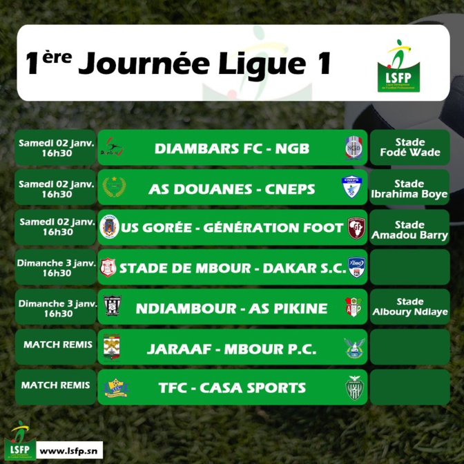 1ère Journée Ligue 1: Le football sort de son confinement, choc Diambars vs Niary Tally