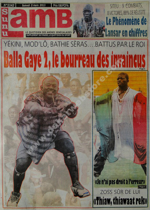 A la Une du Journal SunuLamb du Samedi 02 mars 2013