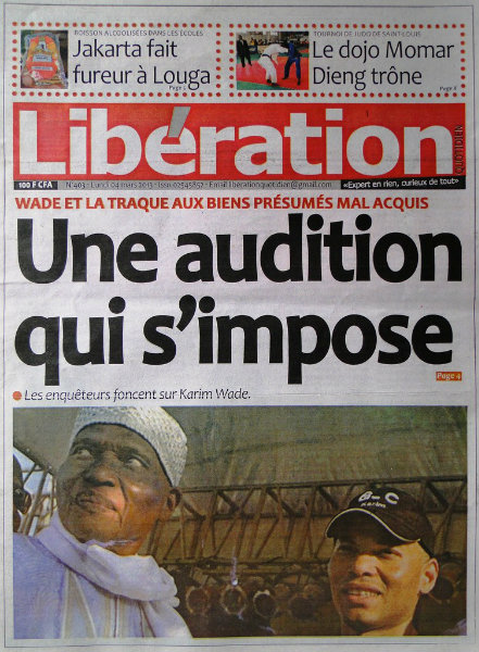 A la une du journal Libération du lundi 04 mars 2013