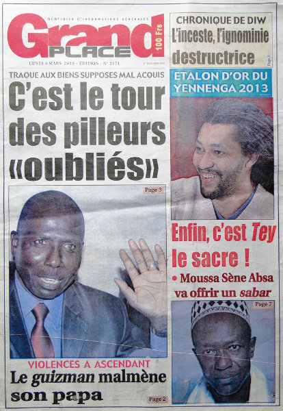 A la une du journal Grand Place du lundi 04 mars 2013