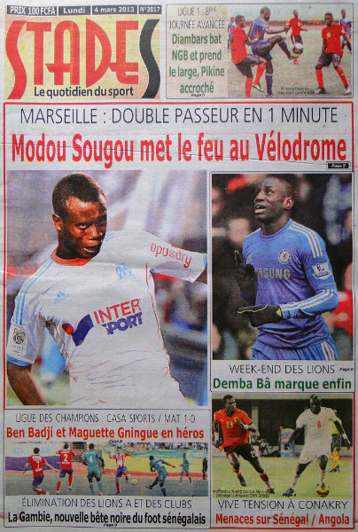 A la une du journal Stades du lundi 04 mars 2013