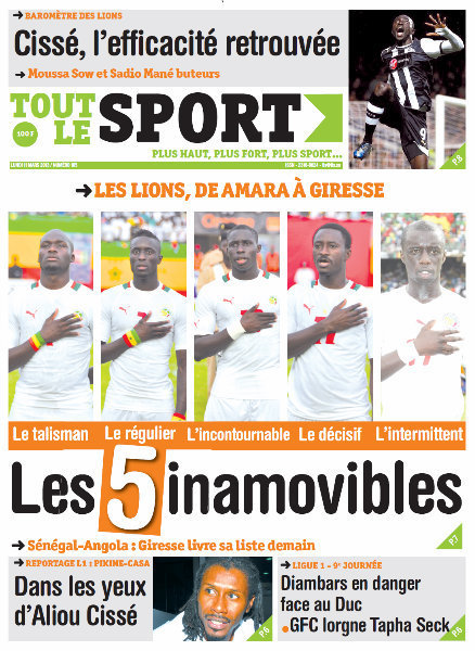 A la Une du Journal Tout Le Sport du lundi 11 mars 2013
