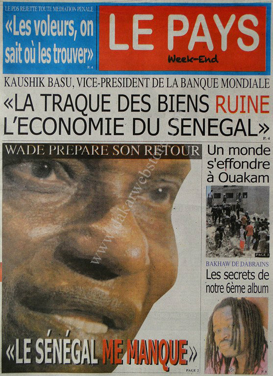 A la Une du Journal Le Pays du lundi 11 mars 2013