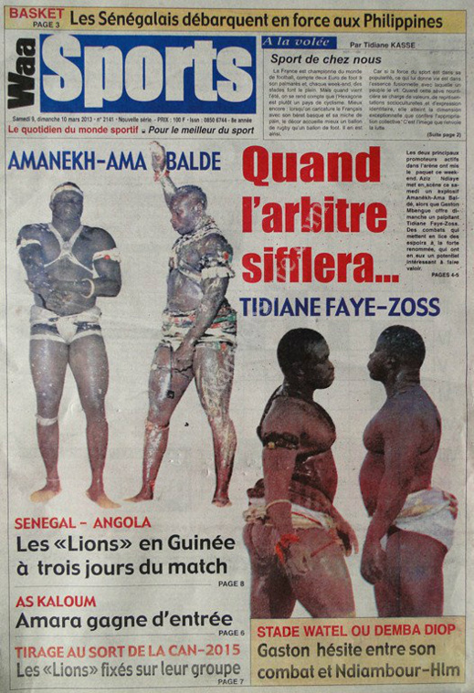 A la Une du Journal Waa Sports du lundi 11 mars 2013