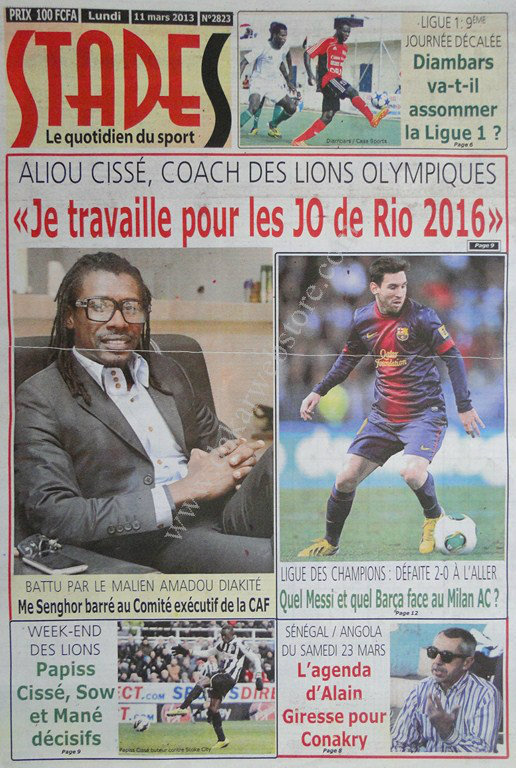 A la Une du Journal Stades du lundi 11 mars 2013