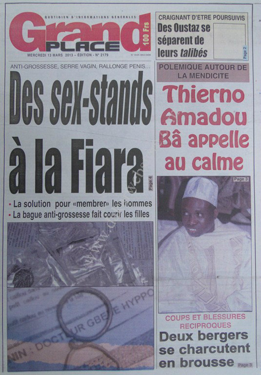 A la Une du Journal Grand Place du mercredi 13 mars 2013