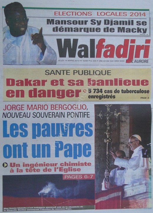 A la Une du Journal Wafadjri du jeudi 14 mars 2013