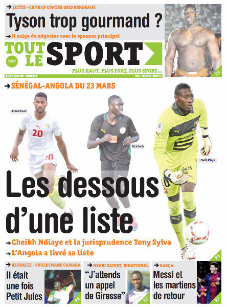 A la Une du Journal Tout Le Sport du lundi 18 mars 2013