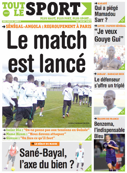 A la Une du Journal Tout Le Sport du mardi 19 mars 2013