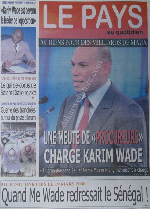 A la Une du Journal Le Pays du mardi 19 mars 2013