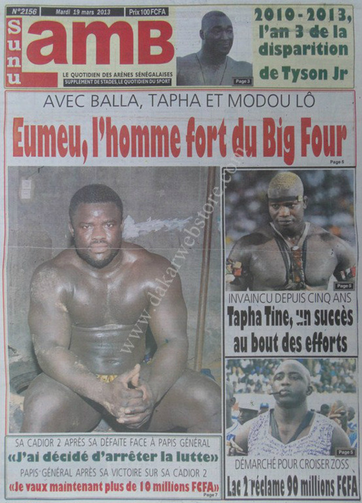 A la Une du Journal SunuLamb du mardi 19 mars 2013