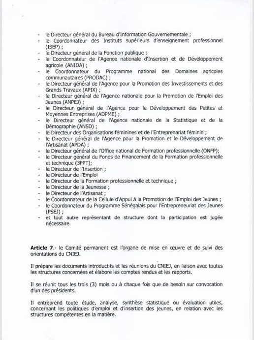 Conseil National pour l'Insertion et l'Emploi des Jeunes ( CNIEJ) : le décret portant sa création et ses règles