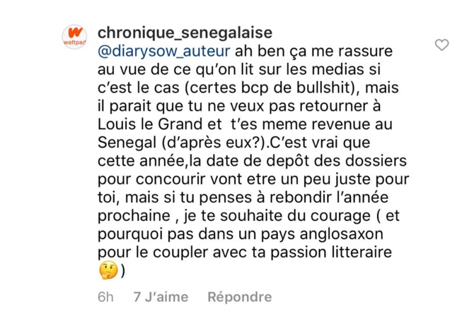 Commentaire sur Instagram: Diary Sow recadre un follower: « Qui t’a dit que...»