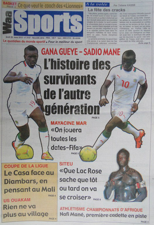 A la Une du Journal Waa Sports du jeudi 28 mars 2013