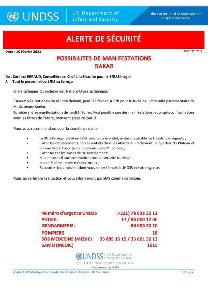 Levée de l'immunité de Sonko et risque de manifs et d'affrontements: la peur gagne les étrangers de Dakar Levée de l'immunité de Sonko et risque de manifs et d'affrontements: la peur gagne les étrangers de Dakar