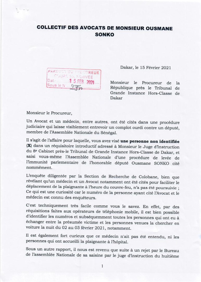 Lettre au Procureur: Les avocats d'Ousmane Sonko étalent les incongruités et vices de procédure (Document)