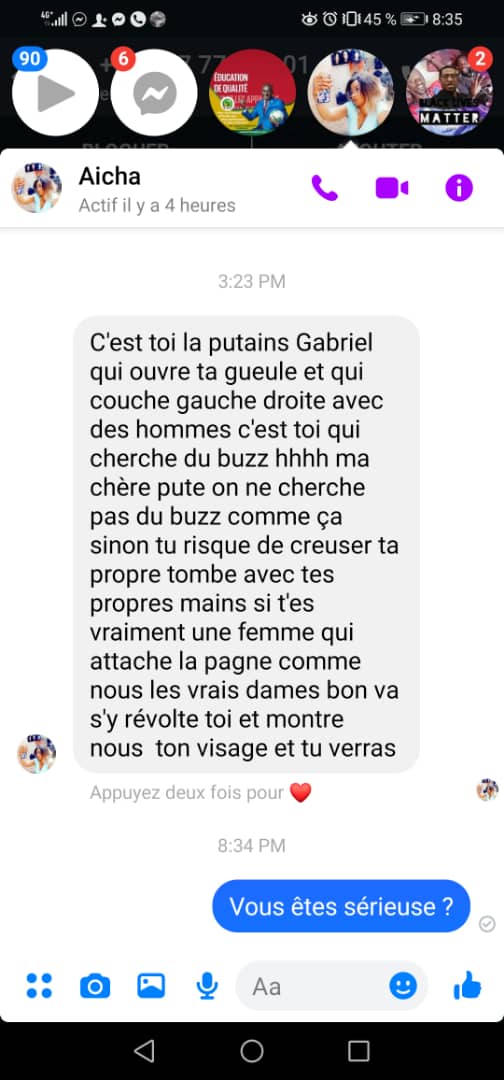 Ça chauffe sur les réseaux sociaux :  Gabrielle Kane menacée par des pro-Sonko