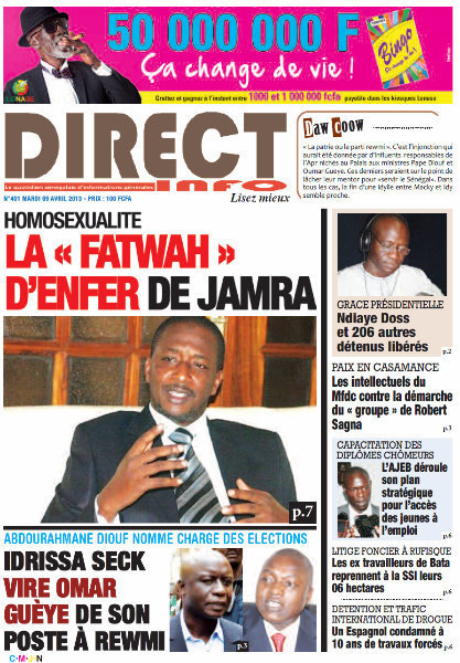 A la Une du Journal Direct Info du mardi 09 Avril 2013
