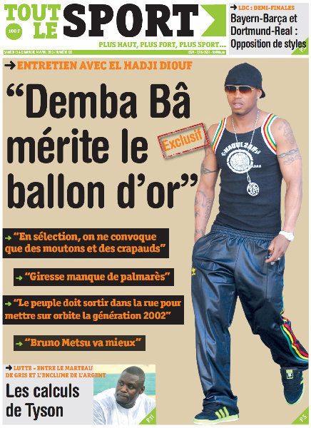 A la Une du Journal Tout Le Sport du samedi 13 Avril 2013