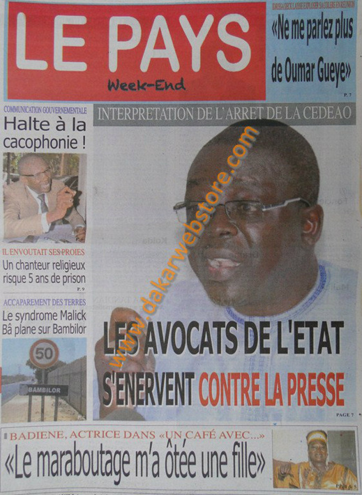 A la Une du Journal Le Pays du samedi 13 Avril 2013