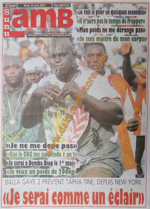 A la Une du Journal SunuLamb du mardi 23 Avril 2013