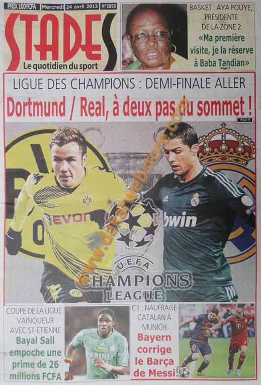 A la Une du Journal Stades du mercredi 24 Avril 2013