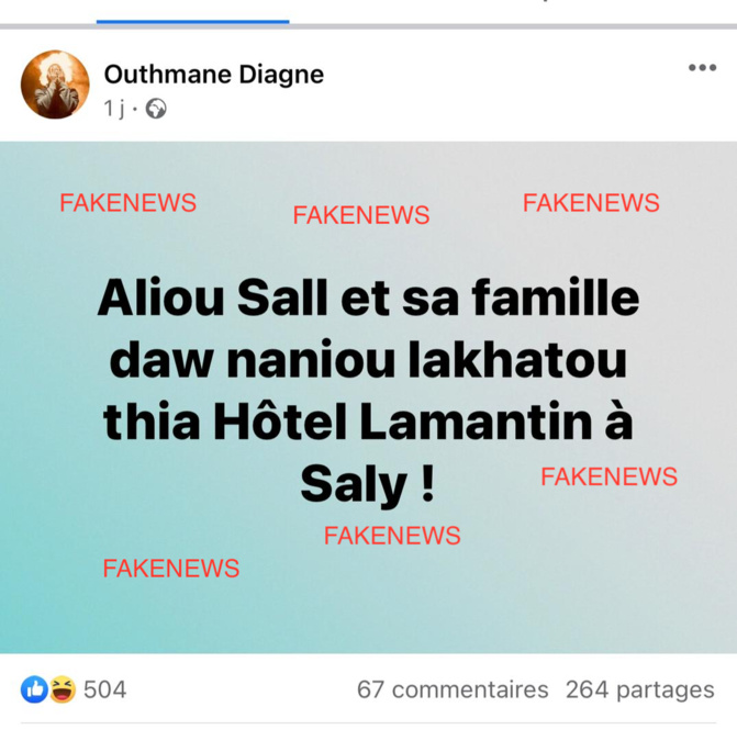 Fake News: Aliou Sall n'est pas logé au Lamantin Beach (la Direction) 