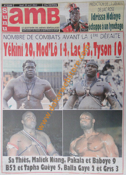 A la Une du Journal SunuLamb du jeudi 25 Avril 2013