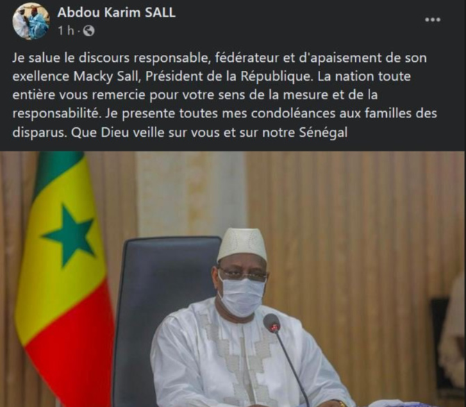 Discours à la Nation: Abdou Karim Sall félicite Macky Sall