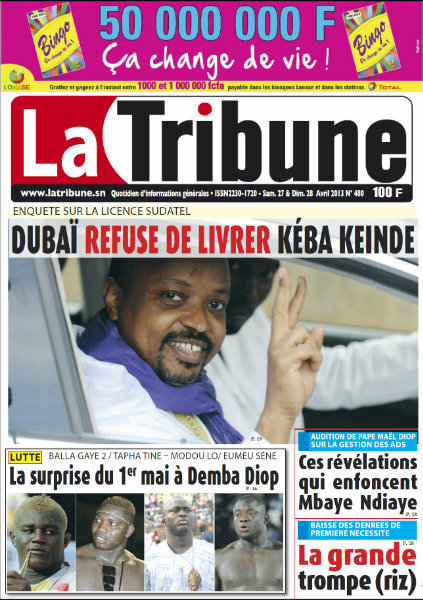 A la Une du Journal La Tribune du samedi 27 Avril 2013