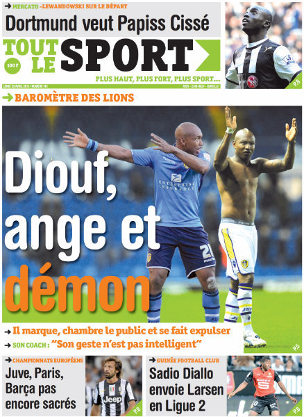 A la Une du Journal Tout Le Sport du lundi 29 Avril 2013