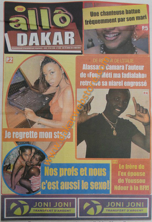 A la Une du Journal Allo Dakar du lundi 29 Avril 2013