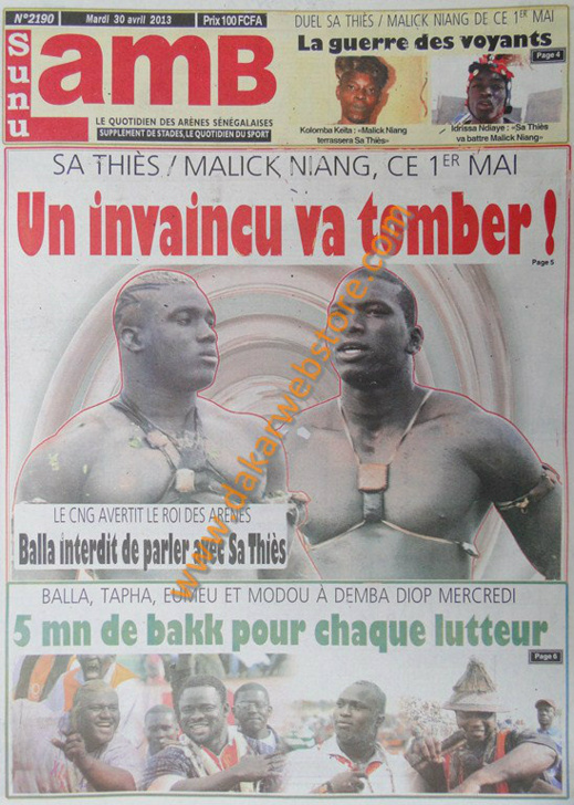 A la Une du Journal Sun Lamb du mardi 30 Avril 2013