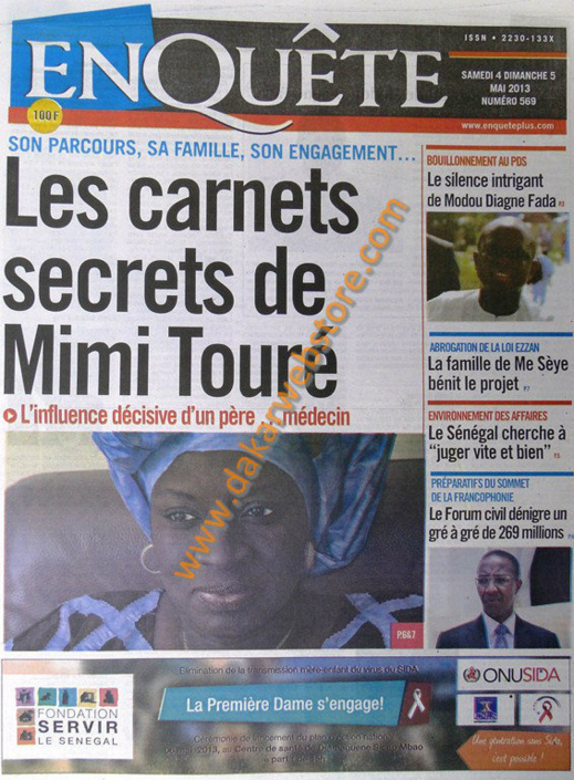 A la Une du Journal EnQuête du Samedi 04 Mai 2013