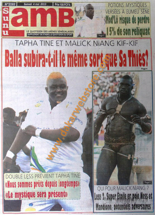 A la Une du Journal Sunu Lamb du Samedi 04 Mai 2013