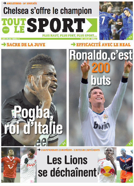 A la Une du Journal Tout Le Sport du lundi 06 Mai 2013