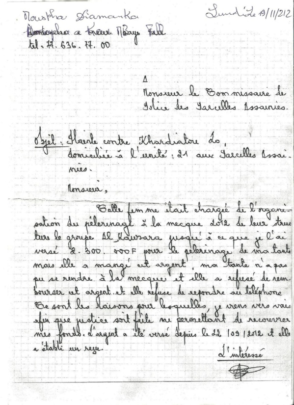 [Audio-Documents] Moutapha Diamanka: "Comment une agence de voyage de la place a chipé mes 2,3 millions FCfa"