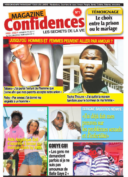 A la Une du Journal Confidences du lundi 17 juin 2013