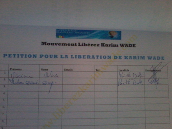 Viviane Wade a reçu le Mouvement Libérez Karim et signe une pétition pour la libération de son fils.