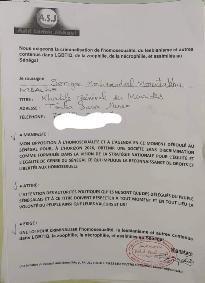 Criminalisation de l’homosexualité: Serigne Mountakha Mbacké dans le combat